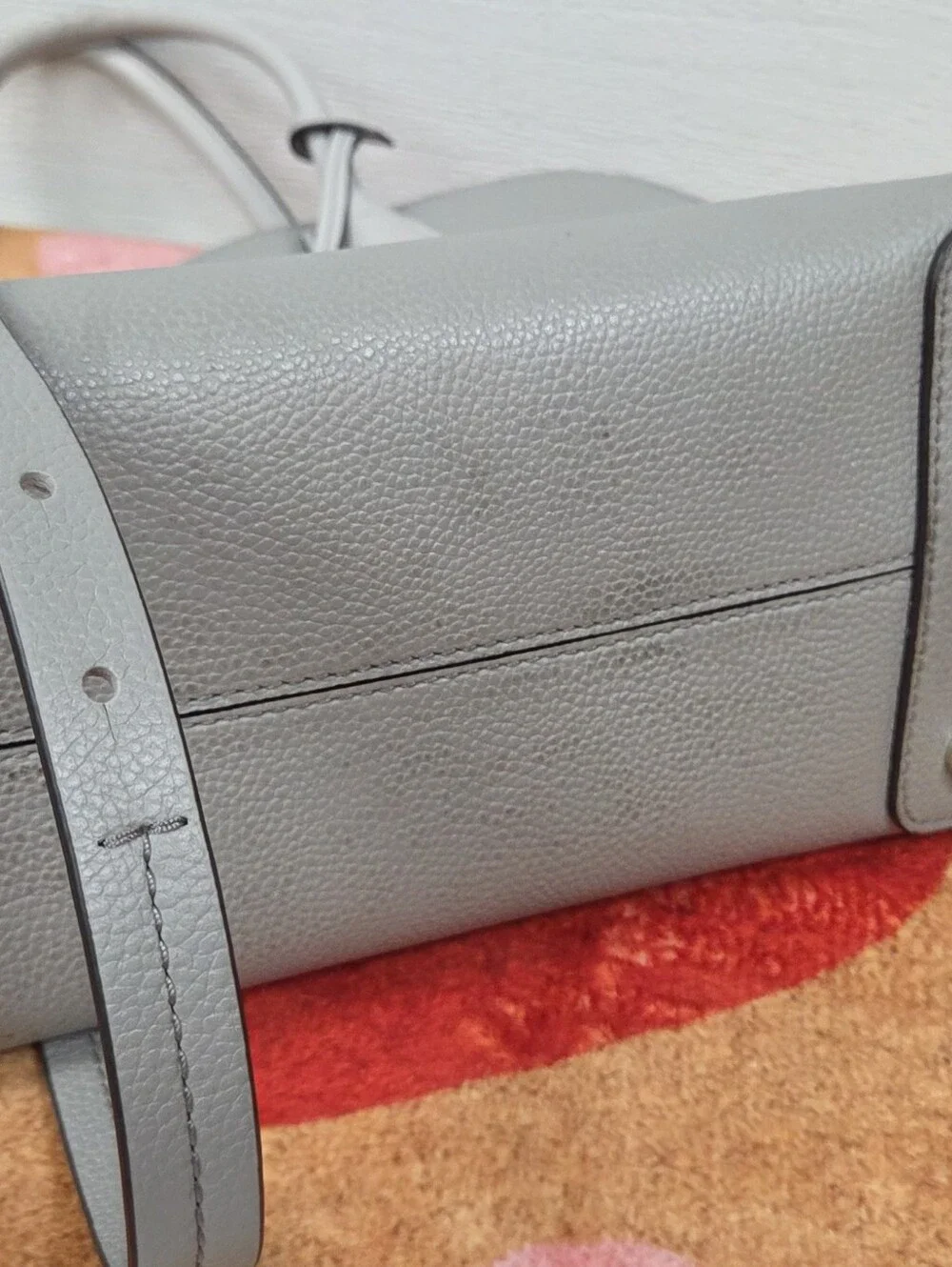 Michael Kors Light Gray Pebbled Leather Satchel with Shoulder Strap